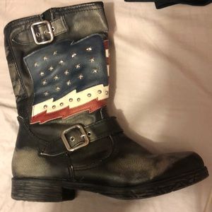 Distressed American flag combat boots